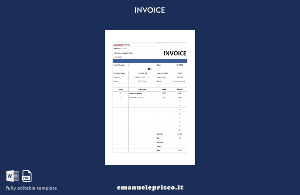 modello di fattura per servizi informatici in stile verificato